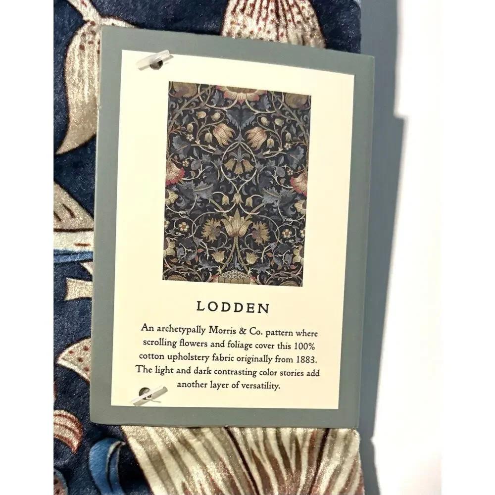 William Morris & Co. Window Curtains Panels Lodden Navy Blue Clay 37X84” Velvet - Picture 8 of 12